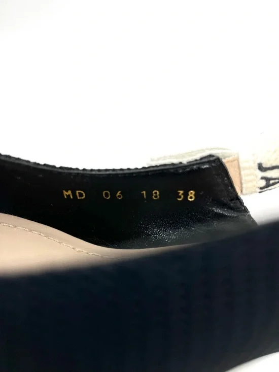 Christian Dior J'Adior Logo Black White Bow Slingback Pumps Kitten Heels 38 8 - Picture 7 of 12